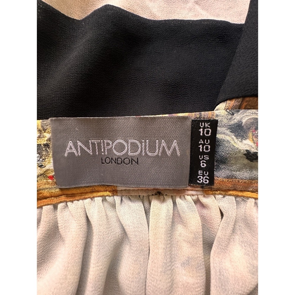 ANTIPODIUM London 100% Silk Mini Skirt "Exclusive Print" Renaissance Art US 6 - Picture 13 of 15